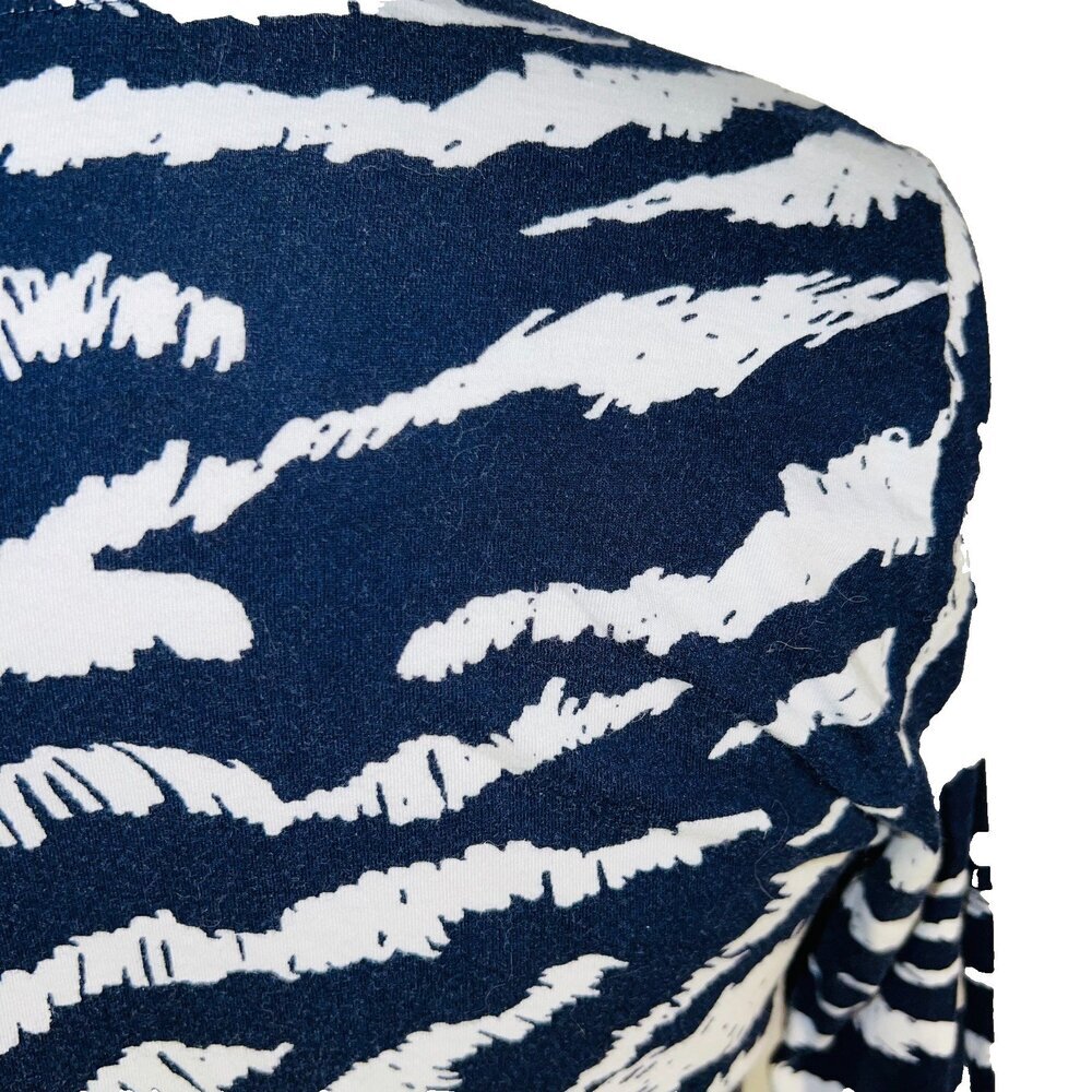 LOFT Shirt Blouse Womens XXL Navy White Abstract Tiger Print Long Sleeve Tee - Picture 6 of 12